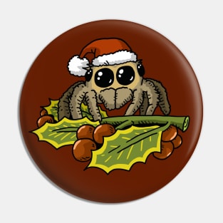 cute jumping spider with christmas hat. Pin