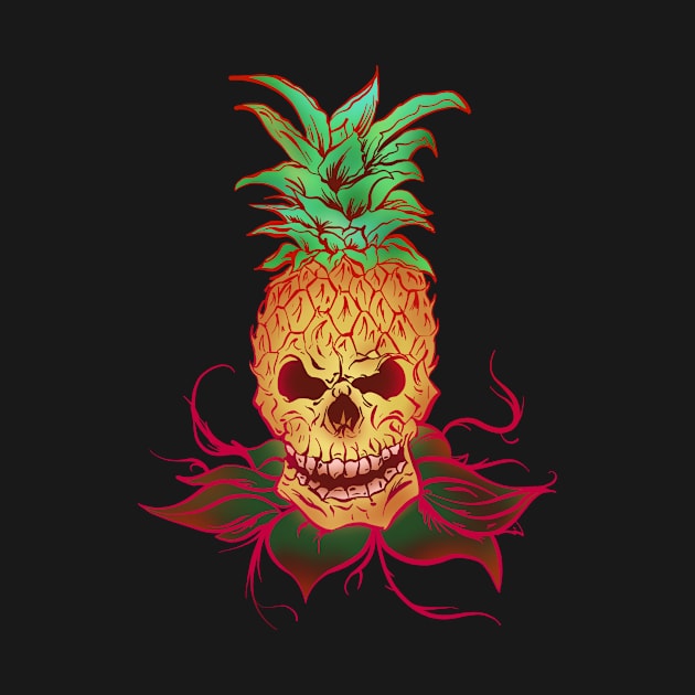 Pineapple Skull Red and Pink by Danispolez_illustrations