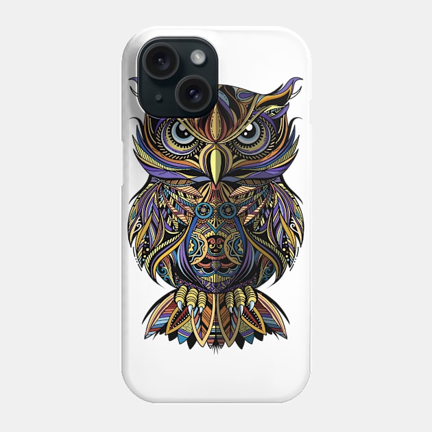 OWL drawn in zentangle style. Antistress freehand sketch drawing Phone Case by 9georgeDoodle