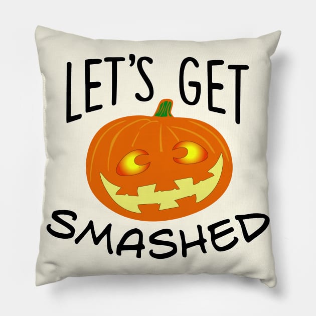 Lets Get Smashed Pumpkin Pillow by Rosemarie Guieb Designs
