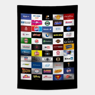 Bitcoin Logo Collage Tapestry