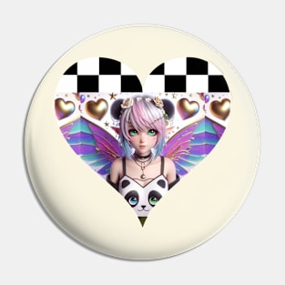 Goth Fairy Panda Girl Pin