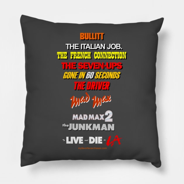 List Of Classic Car Chase Movies Pillow by Bullitt1