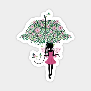 Fairy with Floral Umbrella Magnet