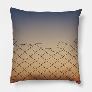 wire mesh against sunset Pillow