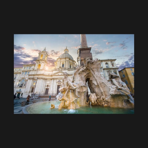 Fountain of the Four Rivers in Rome, Italy in Piazza Navona by mitzobs