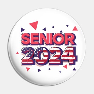 Retro Patriot Senior 2024 Running Football player Student Gift Us Flag Pin