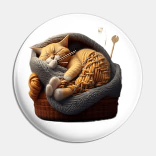 Sleepy Kitty Cat Knitten Kitten Pin