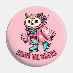 Ice skating owl Pin