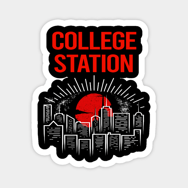 Red Moon College Station Magnet by Hanh Tay