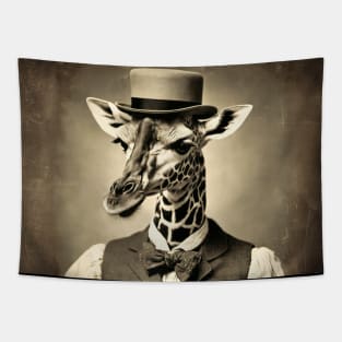 Victorian Giraffe Portrait Artistic Gift Fashion Serious Style Tapestry