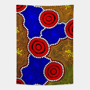 Aboriginal Art - Circles And Dots Tapestry