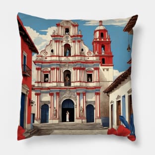 San Cristobal de las Casas Chiapas Mexico Vintage Poster Tourism Pillow