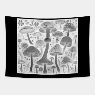 Black and White Mushroom pattern design for Phish fans and Deadheads Tapestry