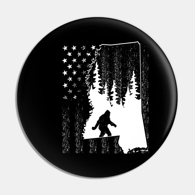 Mississippi Bigfoot American Flag Pin by Tesszero