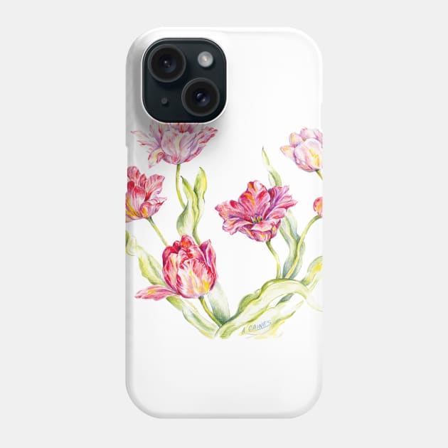 Colored Pencil of Scarlet Tulips Phone Case by ShiningLightGallery