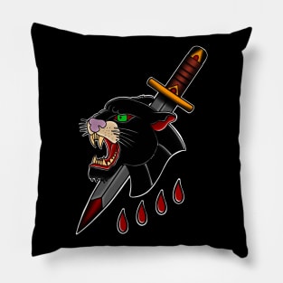 HomeSchoolTattoo Panther Head & Dagger Pillow