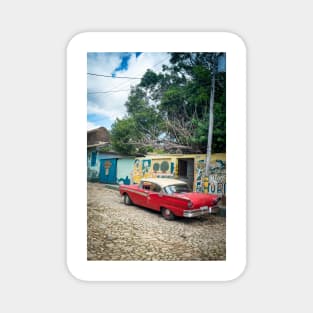 American car from the 50's in Trinidad, Cuba Magnet
