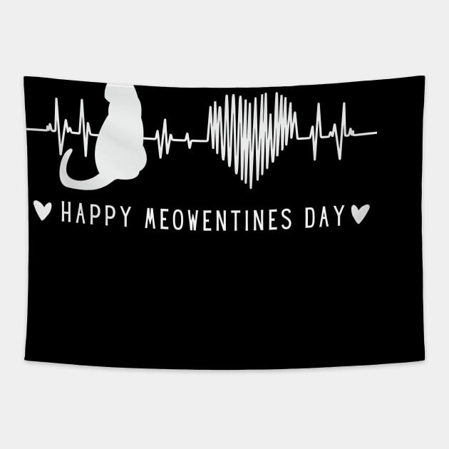 Meowentine Cat Valentines Day Cute apparel for Girls Quote Tapestry by K.C Designs