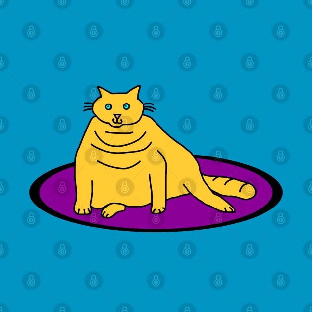 Yellow Chonk Cat on a Rug by ellenhenryart