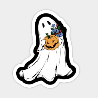 Floral Ghost with Pumpkin Magnet
