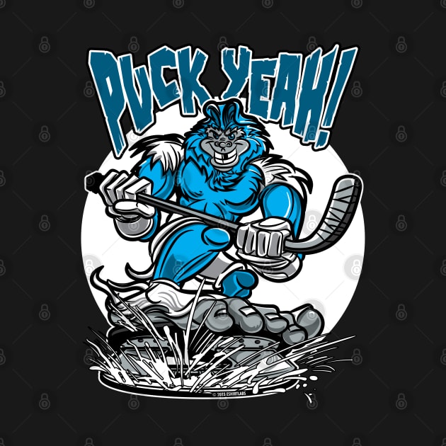 Puck Yeah Yeti Hockey Player Mascot by eShirtLabs