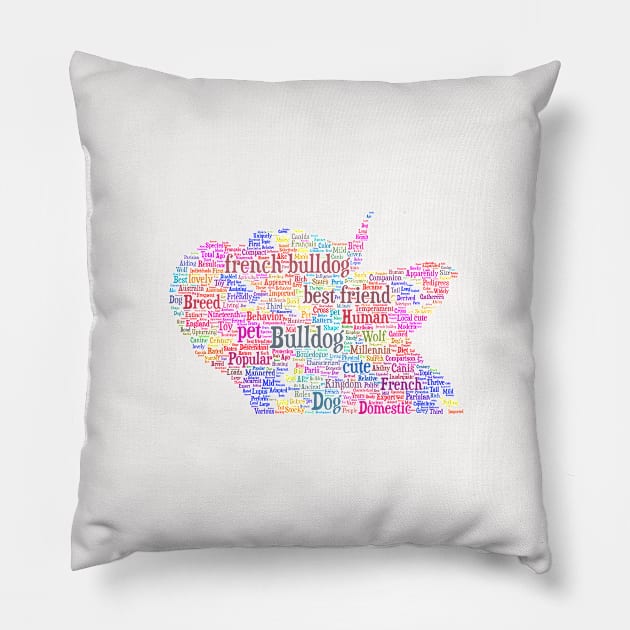 French Bulldog Animal Pet Text Word Cloud Pillow by Cubebox