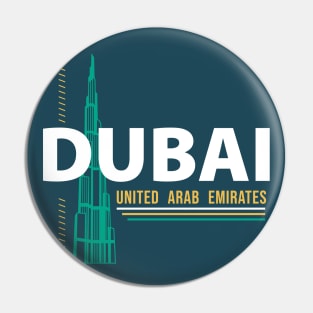 Retro Dubai United Arab Emirates Tower Skyline Vintage UAE Pin