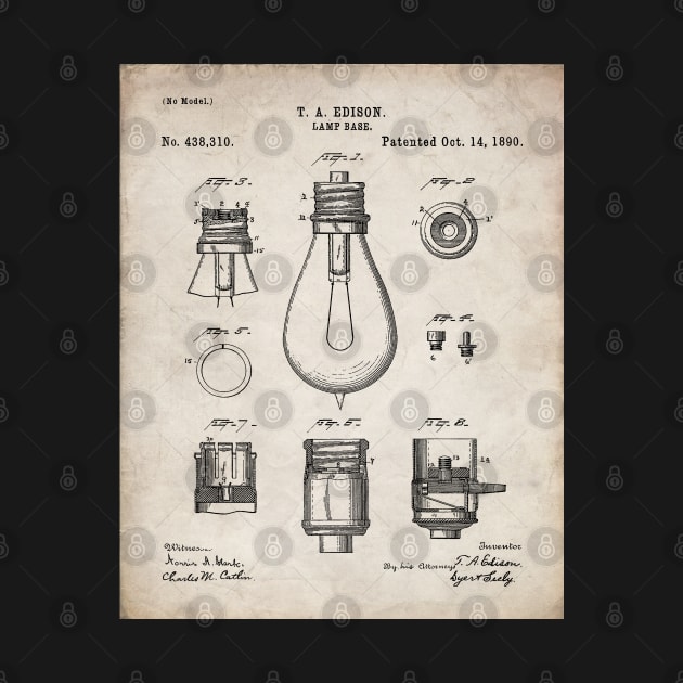 Edison Lamp Patent - New Homeowner Housewarming Decor Art - Antique by patentpress