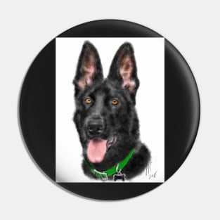 Smiling Black German Shepherd Pin