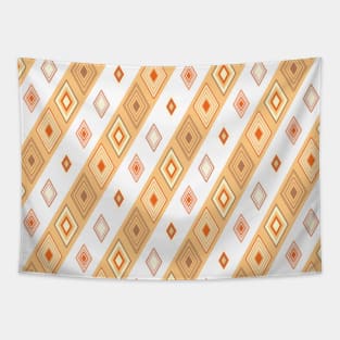 Diagonal stripes with simple wired diamond shapes pattern - white, orange, dusky rose, gold Tapestry