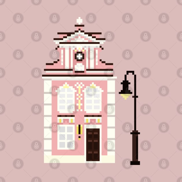 Cute Pink Building Pixel Art by toffany's