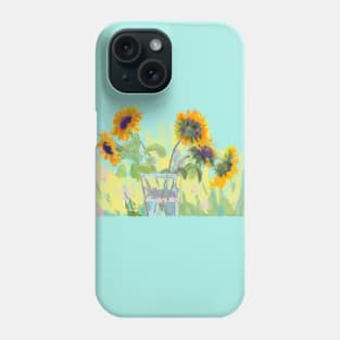 Sunflowers in glass vase Phone Case