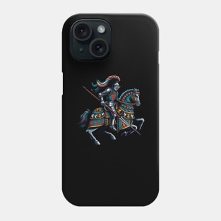 Decorated medieval knight with lance - jousting Phone Case