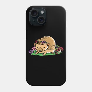 A cute hedgehog with flowers Phone Case