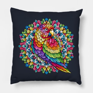 rainbow parrot Pillow