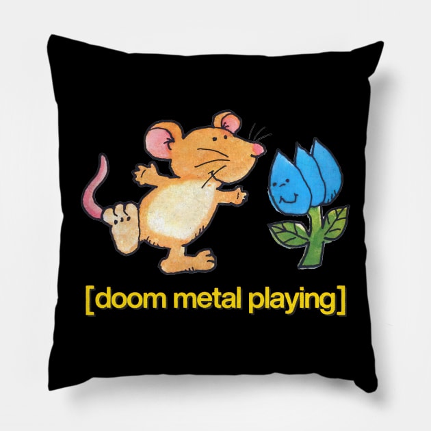 Doom Metal Playing / Cute Dancing Mouse Design Pillow by DankFutura