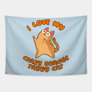 I Love My Crazy Orange Tabby Cat Wild Derpy Kitty Zoomies Tapestry