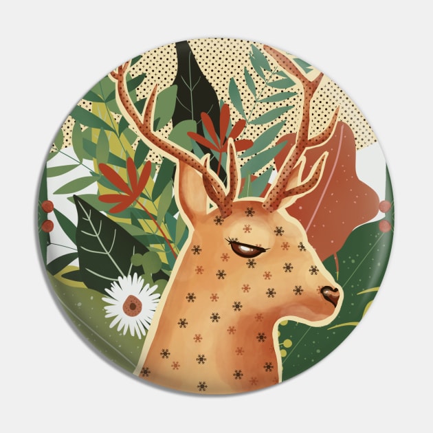 Floral deer Pin by Mimie20