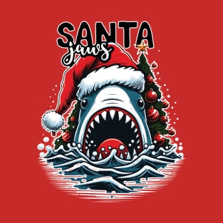 Santa Jaws - Christmas Tree Design T-Shirt