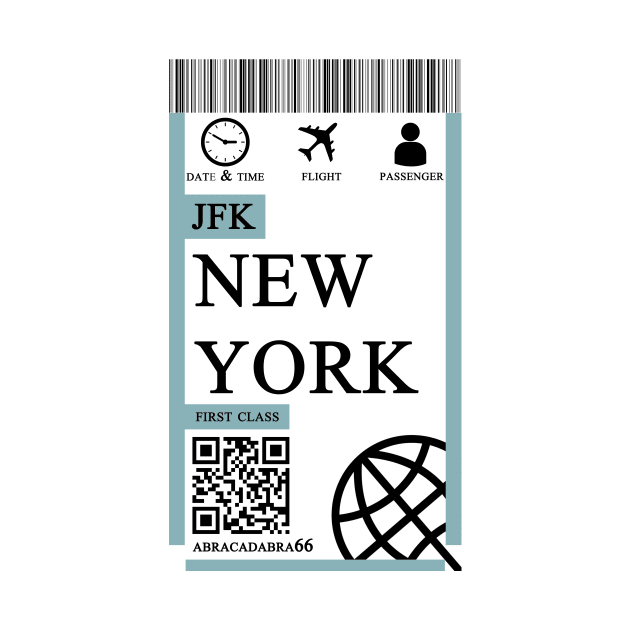New York flight ticket boarding pass simple by 