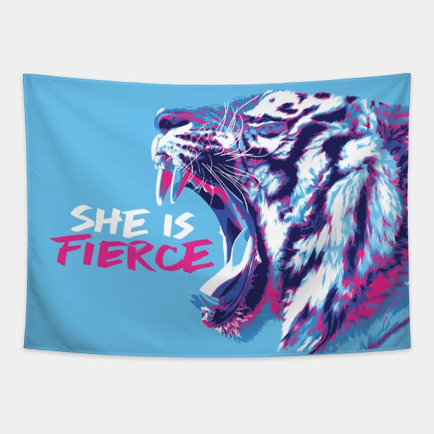 She is Fierce as a Tiger Tapestry by polliadesign