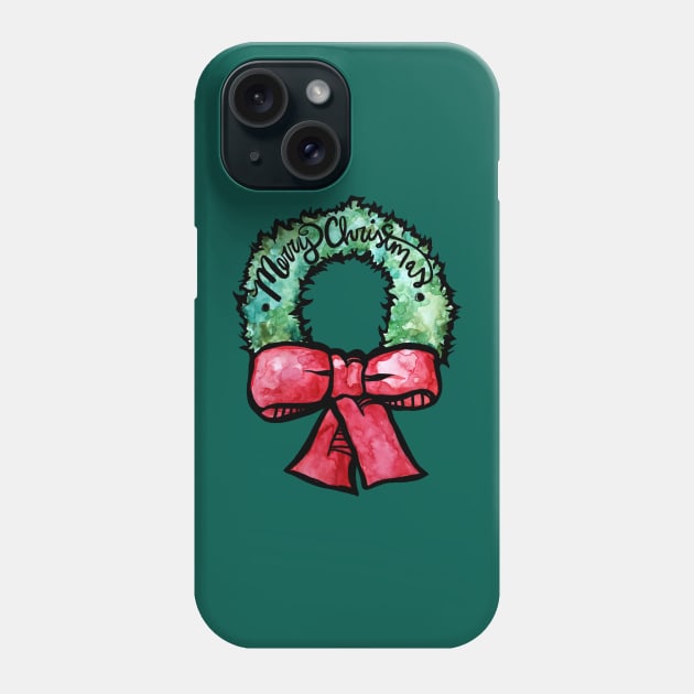 Merry Christmas Wreath Phone Case by bubbsnugg