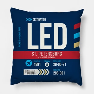 St. Petersburg (LED) Airport Code Baggage Tag Pillow