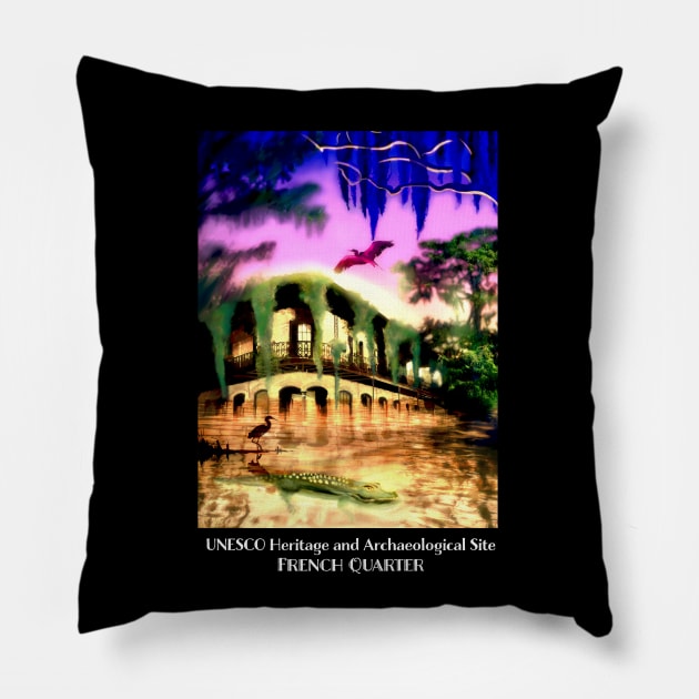 French Quarter UNESCO Heritage Site Pillow by Feisty Army