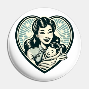 Vintage Motherhood Love Heart Symbol of Maternal Affection Pin