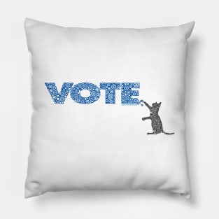 Cat Scratching The Blue Vote Circle Design Pillow