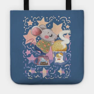 Teatime Mouse with Fall Mugs Tote