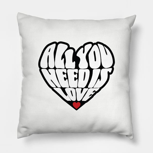All You Need Is Love Groovy Design Pillow by Zen Cosmos Official