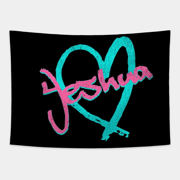 I Love Yeshua Vintage 80's & 90's Blue and Pink Tapestry by Family journey with God